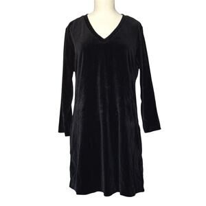 Gudrun Sjoden Womens Velvet Midi A-Line Dress Size M Organic Cotton Pockets
